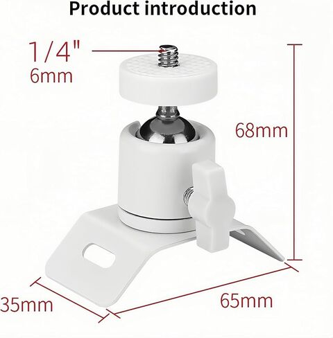 2-Pack White CCTV Security Mounting Bracket with 360° Rotatable Ball Head, 1/4" Screw Pole Column Mount Compatible with Arlo/Eufy/Ring/Wyze/Oculus Sensor, SLR Cameras/Tripods/Light Brackets in Saudi Arabia