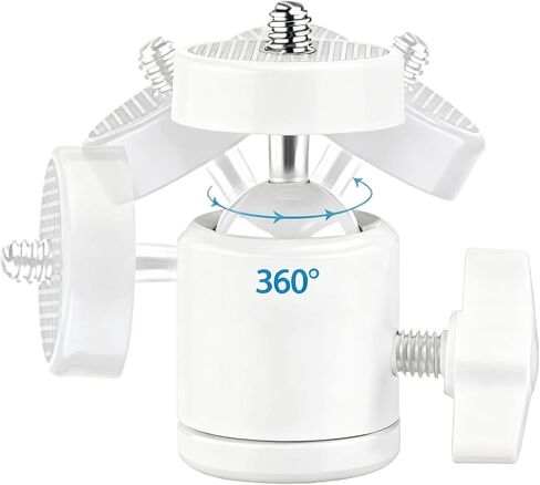 2-Pack White CCTV Security Mounting Bracket with 360° Rotatable Ball Head, 1/4" Screw Pole Column Mount Compatible with Arlo/Eufy/Ring/Wyze/Oculus Sensor, SLR Cameras/Tripods/Light Brackets in Saudi Arabia