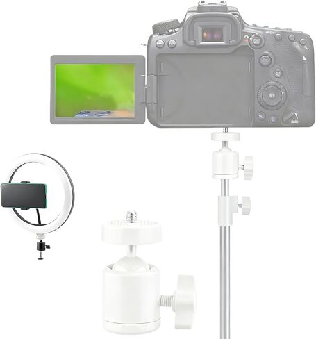 2-Pack White CCTV Security Mounting Bracket with 360° Rotatable Ball Head, 1/4" Screw Pole Column Mount Compatible with Arlo/Eufy/Ring/Wyze/Oculus Sensor, SLR Cameras/Tripods/Light Brackets in Saudi Arabia
