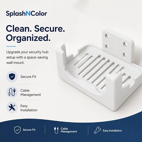 SplashNColor Wall Mount for Eufy Security HomeBase 3 – Space-Saving Vertical Bracket | No-Drill Option Available | Secure Fit Shelf with Cable Management | Home Security Hub Organizer in Saudi Arabia