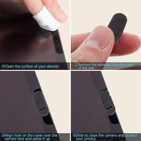 Webcam Cover Slide 4 Pack for Tablet Desktop Computer Black in Saudi Arabia