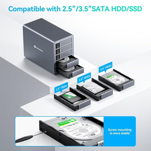 Yottamaster 5 Bay External Hard Drive Enclosure , Aluminum 150W USB3.0 3.5" HDD Enclosure for 3.5 & 2.5 Inch SATA HDD/SSD, Support 120TB(5x24TB) Direct Attached Storage DAS, Non-RAID [FS5U3] in Saudi Arabia