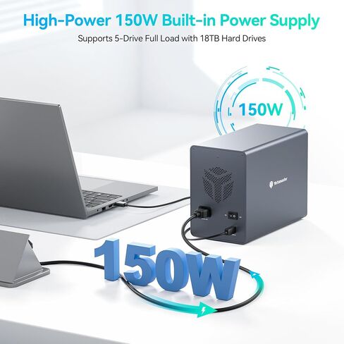 Yottamaster 5 Bay External Hard Drive Enclosure , Aluminum 150W USB3.0 3.5" HDD Enclosure for 3.5 & 2.5 Inch SATA HDD/SSD, Support 120TB(5x24TB) Direct Attached Storage DAS, Non-RAID [FS5U3] in Saudi Arabia