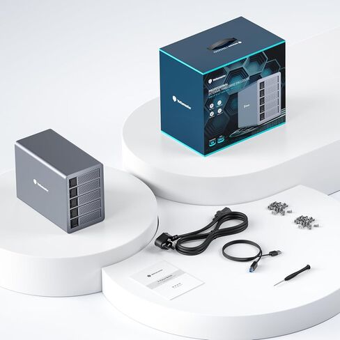 Yottamaster 5 Bay External Hard Drive Enclosure , Aluminum 150W USB3.0 3.5" HDD Enclosure for 3.5 & 2.5 Inch SATA HDD/SSD, Support 120TB(5x24TB) Direct Attached Storage DAS, Non-RAID [FS5U3] in Saudi Arabia