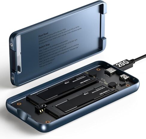 Dual Bay Raid SSD Enclosure: 2280 M2 Hard Drive Enclosure with Clone Mode & Raid 0/1 & JBOD Mode, 20Gbps Compatible to PCIe NVMe Harddrive Cloning HDD, Offline Duplicator in Saudi Arabia