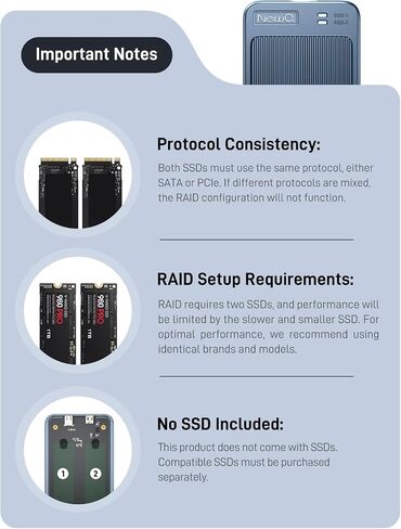 Dual Bay Raid SSD Enclosure: 2280 M2 Hard Drive Enclosure with Clone Mode & Raid 0/1 & JBOD Mode, 20Gbps Compatible to PCIe NVMe Harddrive Cloning HDD, Offline Duplicator in Saudi Arabia