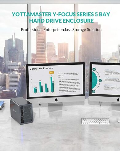 Yottamaster 5 Bay RAID Hard Drive Enclosure, 150W Aluminum USB3.0 RAID HDD Enclosure for 3.5 & 2.5 Inch SATA HDD/SSD, Support 120TB(5x24TB) Direct Attached Storage DAS RAID1/5/10/JBOD/CLONE [FS5RU3] in Saudi Arabia