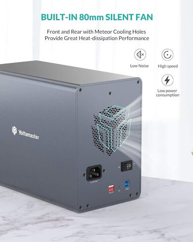 Yottamaster 5 Bay RAID Hard Drive Enclosure, 150W Aluminum USB3.0 RAID HDD Enclosure for 3.5 & 2.5 Inch SATA HDD/SSD, Support 120TB(5x24TB) Direct Attached Storage DAS RAID1/5/10/JBOD/CLONE [FS5RU3] in Saudi Arabia