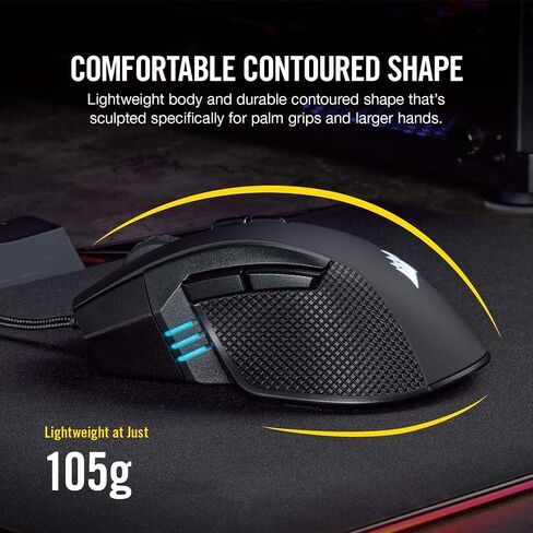 CORSAIR IRONCLAW RGB - FPS and MOBA Gaming Mouse - 18,000 DPI Optical Sensor - Backlit RGB LED, Black (Renewed) in Saudi Arabia