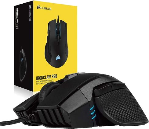CORSAIR IRONCLAW RGB - FPS and MOBA Gaming Mouse - 18,000 DPI Optical Sensor - Backlit RGB LED, Black (Renewed) in Saudi Arabia