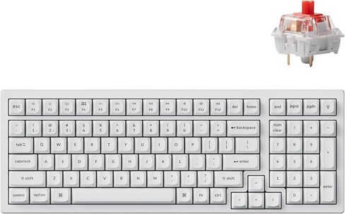 Keychron K4 Pro QMK/VIA Custom Wireless Mechanical Keyboard, Programmable Hot-swappable 100 Keys, RGB Backlight Wired Gaming Keyboard with K Pro Silent Red Switches for Mac/Windows/Linux - White in Saudi Arabia