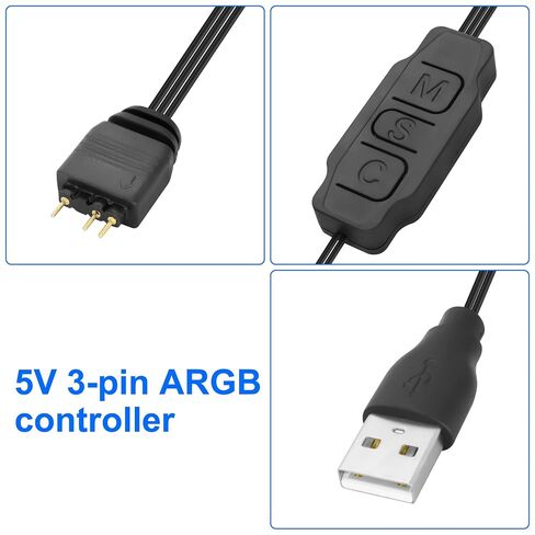 XMSJSIY 5V 3Pin ARGB Controller USB Power Supply RGB PC Fan Controller-2PCS in Saudi Arabia