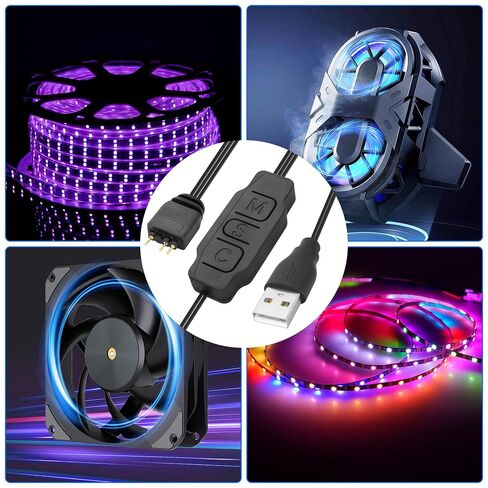 XMSJSIY 5V 3Pin ARGB Controller USB Power Supply RGB PC Fan Controller-2PCS in Saudi Arabia