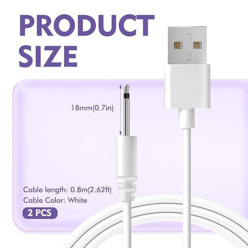 2 Pack Vibrator Charger USB to DC 2.5mm Fast Charging Cable Wand Adult Toys Replacement Dildo Charger Cord Compatible with 2.5mm DC Port Vibrators and Sex Toy Charger in Saudi Arabia