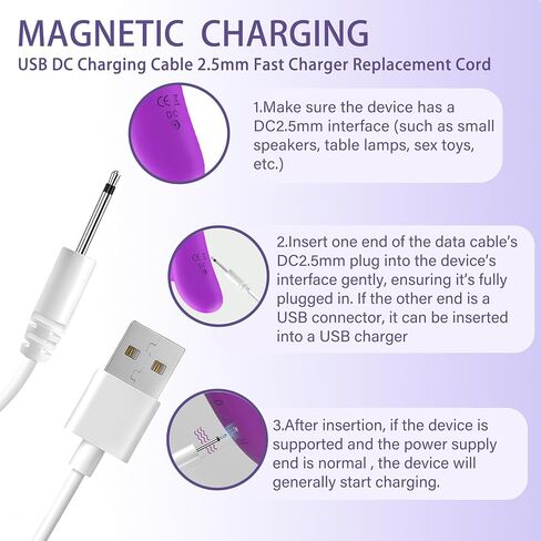 2 Pack Vibrator Charger USB to DC 2.5mm Fast Charging Cable Wand Adult Toys Replacement Dildo Charger Cord Compatible with 2.5mm DC Port Vibrators and Sex Toy Charger in Saudi Arabia