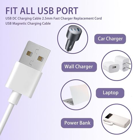 2 Pack Vibrator Charger USB to DC 2.5mm Fast Charging Cable Wand Adult Toys Replacement Dildo Charger Cord Compatible with 2.5mm DC Port Vibrators and Sex Toy Charger in Saudi Arabia