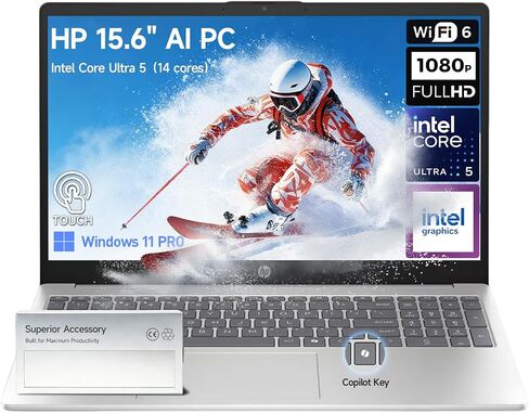HP Laptop 15 Touchscreen Computer, Intel Core Ultra 5(14-Core, Beat i7-1355U), 15.6" FHD IPS Touch Screen Business Laptop AI PC, 32GB DDR5 1TB SSD | Windows 11 Pro, USB-C(DisplayPort), HDMI, 10-Key in Saudi Arabia