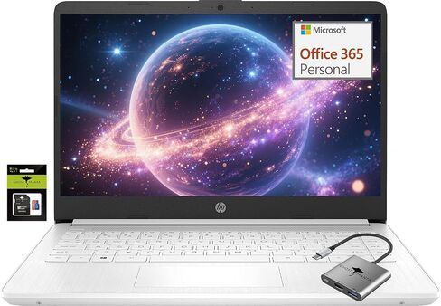HP 14" Student-Business Laptop Computer, Intel Celeron N4500(Up to 2.8GHz), 8GB RAM 320GB Storage(64GB eMMC +256GB Ghost Manta SD Card), Computer Laptops with 1-Year Microsoft Office 365 Windows 11 in Saudi Arabia