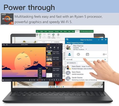 Dell 15.6" FHD Touchscreen Laptop, AMD Ryzen 5 7530U Processor (6-Core, up to 4.5GHz), 16GB RAM, 512GB SSD, AMD Radeon Graphics, LDC15255-A261BLK, Win11, Black (Renewed) in Saudi Arabia