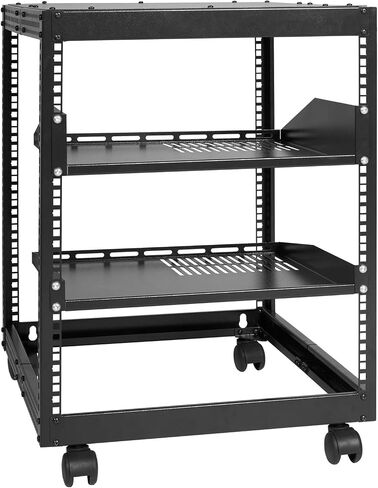 VEVOR 12U Open Frame Server Rack, 23-40 in Adjustable Depth, Free Standing or Wall Mount Network Server Rack, 4 Post AV Rack with Casters, Holds All Your Networking IT Equipment AV Gear Router Modem in Saudi Arabia