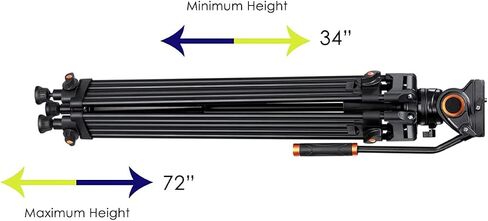 Professional Quad Tube Aluminium 72" Tripod for Sony PXW-X70 (Fluid Head) in Saudi Arabia