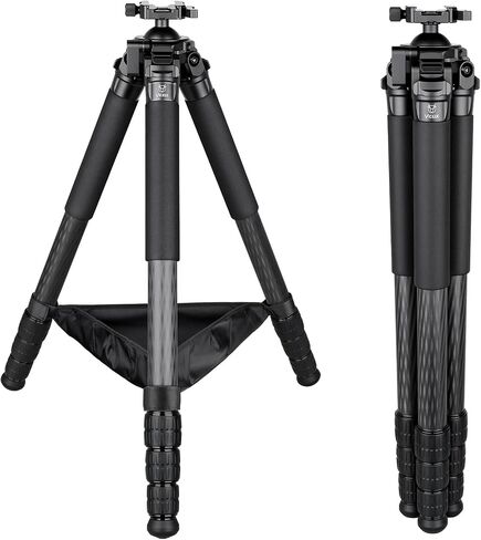 MK364C Carbon Fiber Hunting Tripod with 52mm Lever Ball Head, 66lbs Load Arca Quick Release, 4-Section Legs Lightweight Tripod for Camera Spotting Scope Wildlife Outdoor Photography in Saudi Arabia