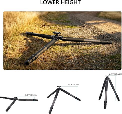 MK364C Carbon Fiber Hunting Tripod with 52mm Lever Ball Head, 66lbs Load Arca Quick Release, 4-Section Legs Lightweight Tripod for Camera Spotting Scope Wildlife Outdoor Photography in Saudi Arabia