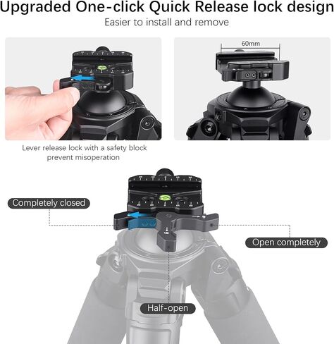 MK364C Carbon Fiber Hunting Tripod with 52mm Lever Ball Head, 66lbs Load Arca Quick Release, 4-Section Legs Lightweight Tripod for Camera Spotting Scope Wildlife Outdoor Photography in Saudi Arabia