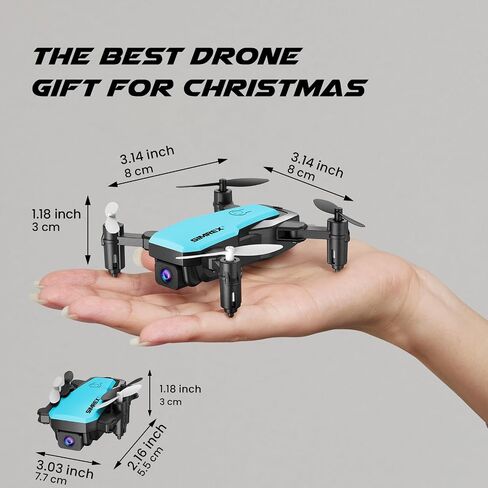 SIMREX Mini Drone with 720P Camera for Kids & Beginners - Foldable RC Quadcopter, Optical Flow Positioning, Altitude Hold, 3D Flip, 2 Batteries 20Min Flight, Safe & Easy Indoor Outdoor Flying Toy Gift (Blue) in Saudi Arabia