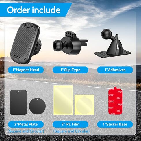 Magnetic Car Mount - 2-in-1 Car Phone Holder for Dash & Vent Mounting | 360° Rotation | Ultra-Strong Grip for All Phones【Super Magnets】 | Cell Phone Holders for Your Car Accessories in Saudi Arabia