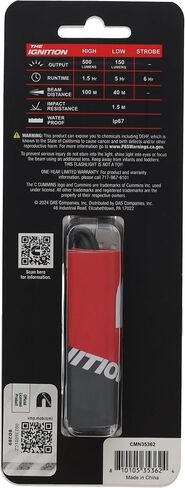 Cummins CMN35362 Pro Series Ignition Rechargeable Flashlight 500 Lumen LED Multiple Light Modes Pocket Pen Clip Flashlight in Saudi Arabia