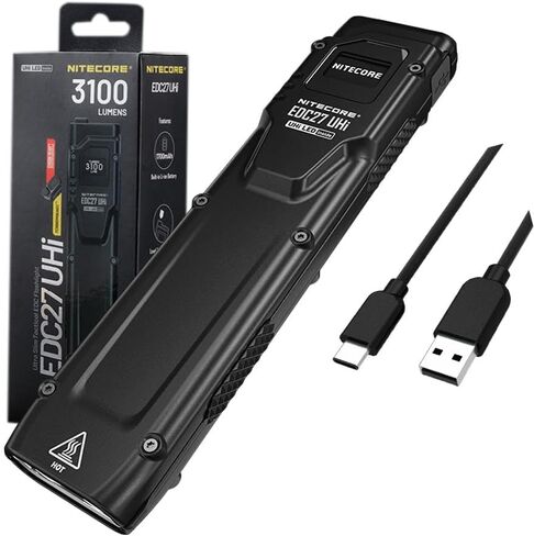 Nitecore EDC27 UHi Ultra Slim EDC Flashlight -3100 Lumens w/Eco-Sensa USB-C Charging Cable Included in Saudi Arabia