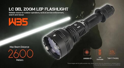 ACEBEAM W35 LC DEL Zoom LEP Flashlight - 800 Lumens, 2600 Meter Throw Distance in Saudi Arabia