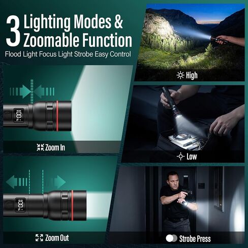 RECHOO Rechargeable Flashlights 2 Pack, Super Bight Flashlight High Lumens in Saudi Arabia