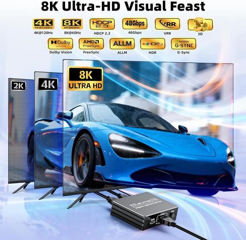 BolAAzuL HDMI 2.1 Splitter 1 in 2 Out 4K 120Hz w/ 8K HDMI Cable & Power in Saudi Arabia