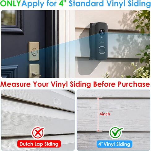 Vinyl Siding Mount for Blink Wired/ Battery Doorbell 2K+, Adjustable Angle Doorbell Wedge Corner Mounting Bracket Kit for Blink Doorbell Camera Solve Siding Tilt Problem(4" Standard Vinyl Siding Only) in Saudi Arabia
