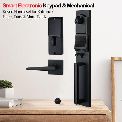 Smart Keypad Deadbolt Handleset for Exterior Single Door in Matte Black Finish, MDHST2016DB-E in Saudi Arabia