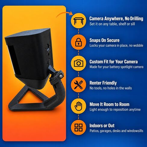 SplashNColor Table Stand Mount for Ring Spotlight Cam Plus Wireless Battery – Portable Freestanding Base | No Drill No Holes Required | Indoor Outdoor Security Camera Holder | in Saudi Arabia