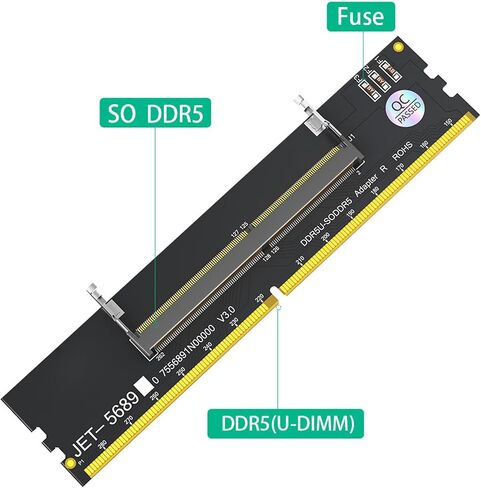 Sanpyl DDR5 U DIMM to So DDR5 Rvs Adapter Card, Laptop to Desktop Memory Converter for Computer Repair, with Stable Testing and Durable PCB for Maintenance in Saudi Arabia