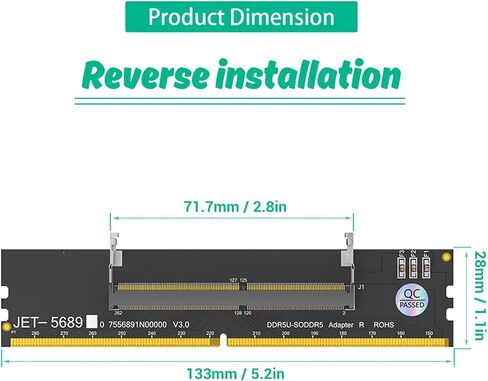 Sanpyl DDR5 U DIMM to So DDR5 Rvs Adapter Card, Laptop to Desktop Memory Converter for Computer Repair, with Stable Testing and Durable PCB for Maintenance in Saudi Arabia