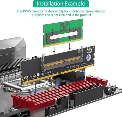 Sanpyl DDR5 U DIMM to So DDR5 Rvs Adapter Card, Laptop to Desktop Memory Converter for Computer Repair, with Stable Testing and Durable PCB for Maintenance in Saudi Arabia