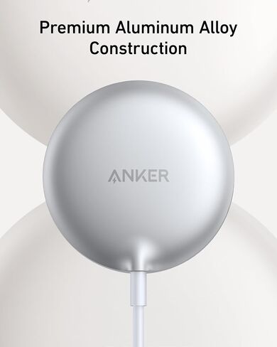 Anker MagSafe Charger Pad Compatible, MagGo iPhone 16 Wireless Charging Pad, Qi2 Certified 15W Wireless Charger for iPhone 16/16 Plus/16 Pro/16 Pro Max/15/14/13/12 Series (White, No Adapter) in Saudi Arabia