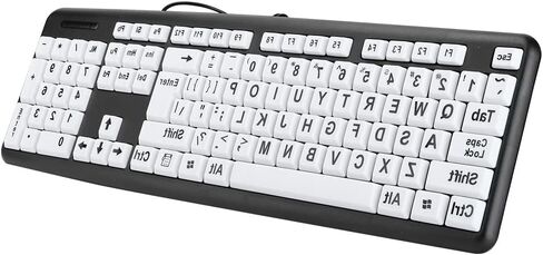 104 Keys Large Print Keyboard, Wired USB Computer Keyboard with Oversized Print Letters for Low Vision, Elderly, Seniors, Visually Impaired in Saudi Arabia
