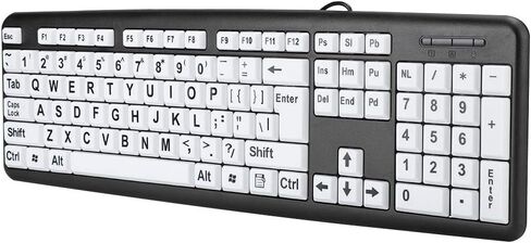 104 Keys Large Print Keyboard, Wired USB Computer Keyboard with Oversized Print Letters for Low Vision, Elderly, Seniors, Visually Impaired in Saudi Arabia
