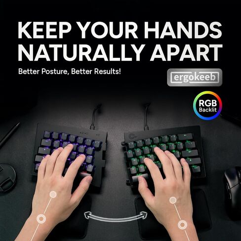 BAROCCOMiSTEL MiSTEL MD600 Alpha BT RGB, Split Keyboard, Ergonomic Mechanical Keyboard, 60%, PBT Double Shot Keycap (Transparent), Bluetooth5.0, Mac/Windows OS Compatible -Gateron G Pro Silver in Saudi Arabia