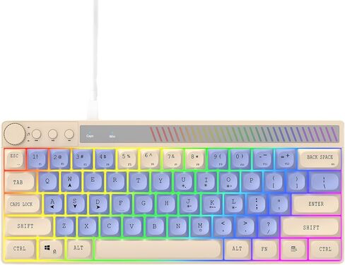 Mini 60% Mechanical Gaming Keyboard, RGB Backlit 61 Key Ultra-Compact Keyboard, Type-C Detachable Cable, Ergonomic Design for PC, Mac, PS5, Xbox Gamers & Office Users,White in Saudi Arabia