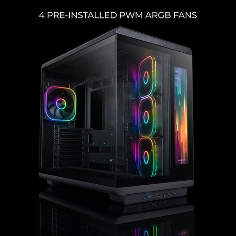 Mars Gaming MC-REVMAX, ATX PC Case, 11.8" IPS Display, Continuous Tempered Glass, 4 PWM ARGB Fans, Liquid Cooling up to 360mm, Compatible with Back-Connect Motherboards, USB-C, Black in Saudi Arabia