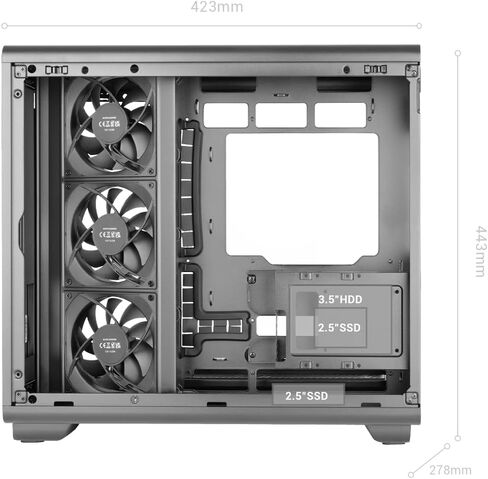 Mars Gaming MC-REVMAX, ATX PC Case, 11.8" IPS Display, Continuous Tempered Glass, 4 PWM ARGB Fans, Liquid Cooling up to 360mm, Compatible with Back-Connect Motherboards, USB-C, Black in Saudi Arabia
