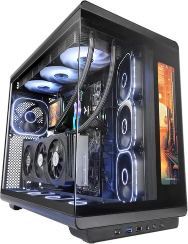 Mars Gaming MC-REVMAX, ATX PC Case, 11.8" IPS Display, Continuous Tempered Glass, 4 PWM ARGB Fans, Liquid Cooling up to 360mm, Compatible with Back-Connect Motherboards, USB-C, Black in Saudi Arabia