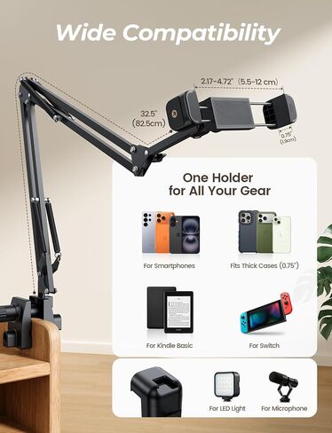 Lamicall Phone Holder for Bed & Desk, 32.5" Flexible Carbon Steel Arm Mount in Saudi Arabia